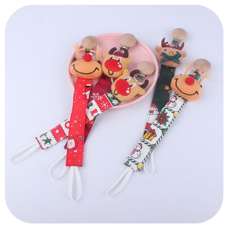 Wholesale Christmas Collection Elk Ribbon Pacifier Chain